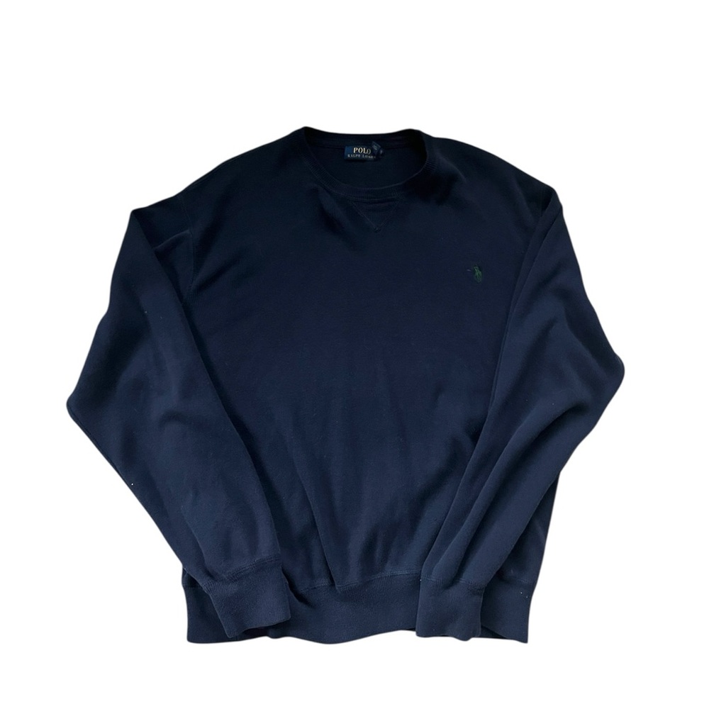 Vintage Ralph Lauren Men's Dark Blue Crewneck Sweater